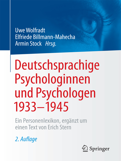 Title details for Deutschsprachige Psychologinnen und Psychologen 1933–1945 by Uwe Wolfradt - Available